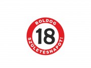 CQ03346 Hűtőmágnes kerek Boldog 18. Születésnapot piros 8cm