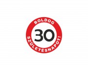 CQ03348 Hűtőmágnes kerek Boldog 30. Születésnapot piros 8cm