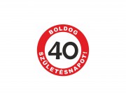CQ03349 Hűtőmágnes kerek Boldog 40. Születésnapot piros 8cm
