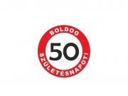 CQ03350 Hűtőmágnes kerek Boldog 50. Születésnapot piros 8cm