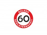 CQ03351 Hűtőmágnes kerek Boldog 60. Születésnapot piros 8cm
