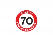 CQ03352 Hűtőmágnes kerek Boldog 70. Születésnapot piros 8cm