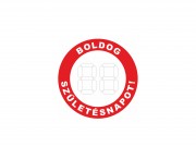 CQ03353 Hűtőmágnes kerek (írható évszám) Boldog Születésnapot piros 8cm
