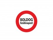 CQ03354 Hűtőmágnes kerek Boldog Szülinapot piros 8cm