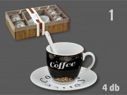 CQ04300 Kávéscsésze +kiskanál +kistányér 4+4+4 kávés 4f