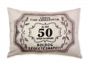 CQ04581 Díszpárna Boldog 50. Születésnapot barna 38x28cm