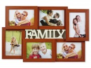 CQ06476 Fali fényképtartó Family 6db 10x15cm-es képhez cseresznye