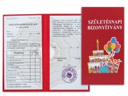 CQ06539 Bizonyítvány Születésnapi 10x18,5cm