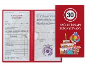 CQ06543 Bizonyítvány 30. Születésnapi 10x18,5cm