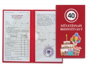 CQ06544 Bizonyítvány 40. Születésnapi 10x18,5cm