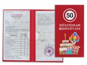 CQ06545 Bizonyítvány 50. Születésnapi 10x18,5cm