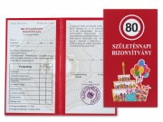 CQ06548 Bizomyítvány 80. Születésnapi 10x18,5cm