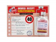 CQ06677 Vicces orvosi recept + flaska 40. Születésnapra 20x15cm