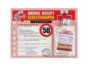 CQ06678 Vicces orvosi recept + flaska 50. Születésnapra 20x15cm