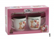 CQ06731 Bögre +kiskanál Happy Birthday macis 2+2db 2dl 4f