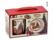 CQ06746 Karácsonyi bögre + alj +kiskanál 3dl autó 4f