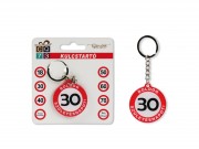 CQ07021 Kulcstartó kerek Boldog 30. Születésnapot 4x9cm