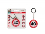 CQ07022 Kulcstartó kerek Boldog 40. Születésnapot 4x9cm