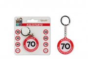 CQ07025 Kulcstartó kerek Boldog 70. Születésnapot 4x9cm