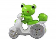 CQ07047 Ébresztőóra zöld béka motoron  20x19cm