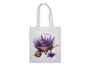 CQ07146 Vászontáska levendula talicskában 35x40cm