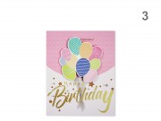 CQ07421 Ajándéktasak 3D Happy Birthday kközép 18x10x23cm 4f