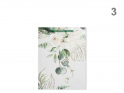 CQ07483 Ajándéktasak virágos arany/zöld közép 18x8,5x24cm 4f