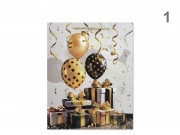 CQ07591 Ajándéktasak party arany/fekete nagy 26x10x32cm 4f