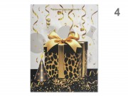 CQ07592 Ajándéktasak party arany/fekete óriás 31x12x40cm 4f