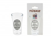 CQ07649 Pálinkás pohár fémcimkés Boldog Névnapot