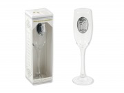 CQ07659 Pezsgős pohár fémcimkés 60 évszámos