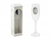 CQ07661 Pezsgős pohár fémcimkés 80 évszámos