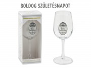 CQ07667 Borospohár fémcimkés Boldog Szzületésnapot