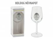 CQ07676 Borospohár fémcimkés Boldog Névnapot
