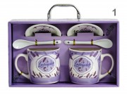 CQ07719 Bögre +alj +kiskanál Lavender 3,5dl 2+2+2db