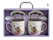 CQ07720 Bögre +alj +kiskanál 3,5dl Lavender Provence 2+2+2db