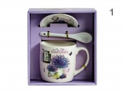 CQ07721 Bögre + alj +kiskanál Lavender 3,5dl 4f