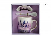 CQ07723 Bögre +alj kiskanál Lavender masnis 3,5dl