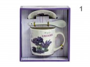 CQ07728 Bögre +alj +kiskanál Lavender 3,5dl