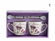 CQ07732 Bögre +kiskanál Beautiful Lavender 2dl 2+2db
