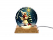 CQ08087 Karácsonyi világító dísz angyal +fenyő USB kábellel 9cm