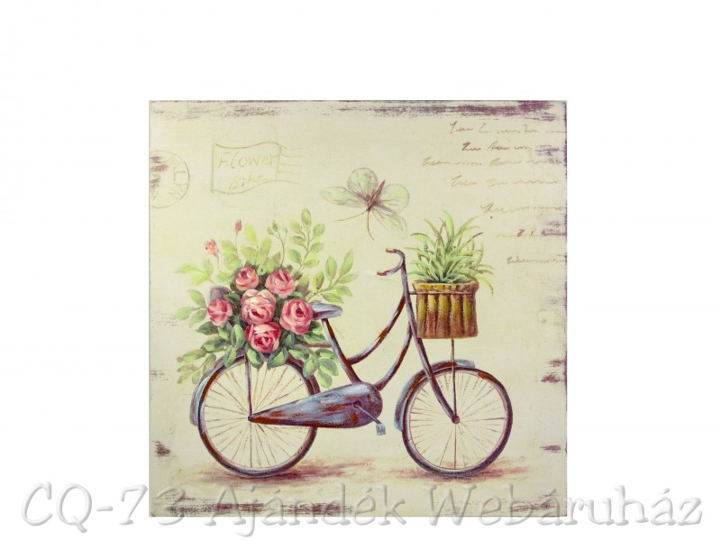 CQ4226 Falikép bicikli + virág 38x38cm