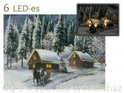 CQ4333 6 LEDes világító falikép téli táj házakkal 40x30cm