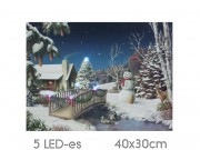 CQ4750 5 LED-es téli táj hóemberrel 40x30cm