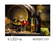 CQ4753 4 LED-es világító falikép boros hordós 60x40cm
