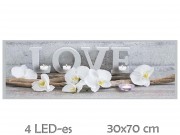 CQ4757 4 LED-es világító falikép Love + orchidea 30x70cm