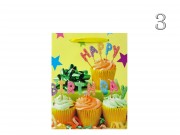 CQ5416 Ajándéktasak Happy Birthday muffinos közép 18x23cm 4f