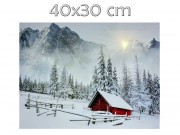 CQ6038 LEDes világító falikép havas hegyek 40x30cm