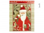 CQ6656 Karácsonyi dísztasak natúr/piros glitteres óriás 30x12x42cm 4f