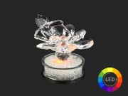 CQ7173 LEDes lótusz kristály kolibrivel 12cm